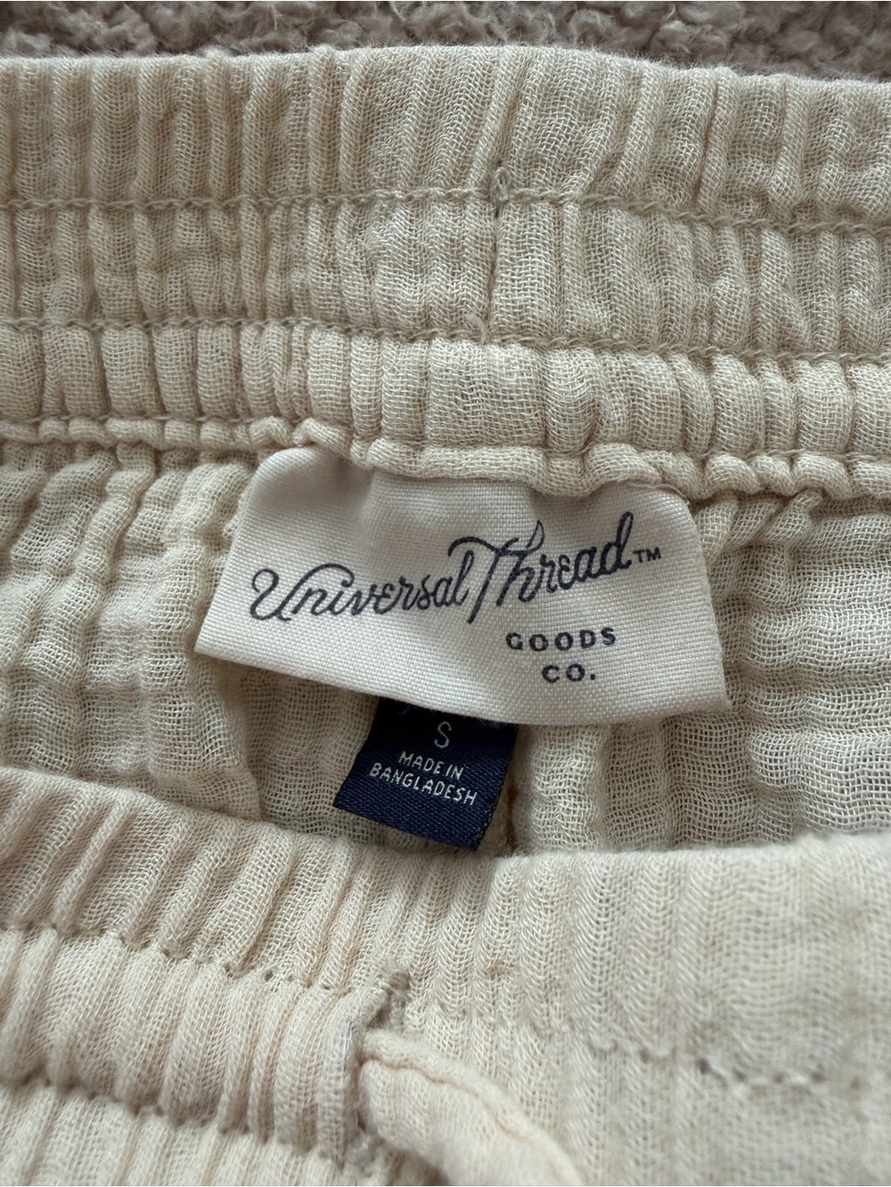 Universal Thread Cream Textured Pull-On Pants with Drawstring - Picture 2 of 3